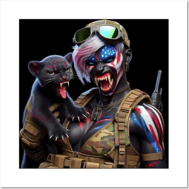 Woman Warrior Panther with Cub by focusln Wall Art by Darn Doggie Club by focusln